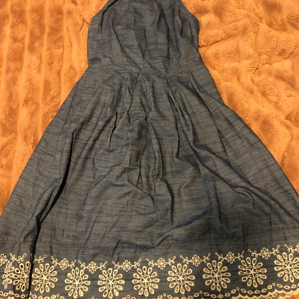 cute blue jean dress with flowers